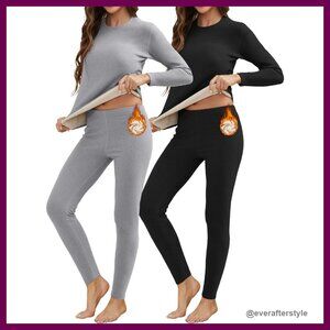 Fleece Lined Thermal Underwear Set Long Johns Base Layer Winter Layering